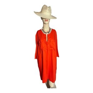 NWT H&M Vibrant Orange Midi Shirt Dress,‎ Size 10